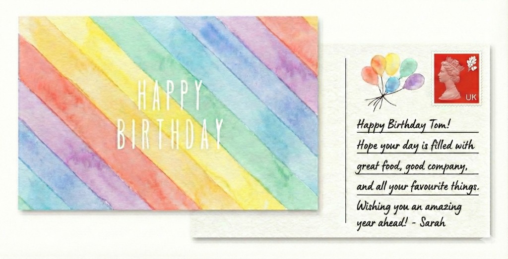 Handwritten birthday postcard example